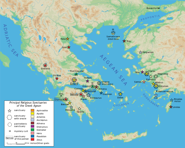 Map of Greek Sanctuaries